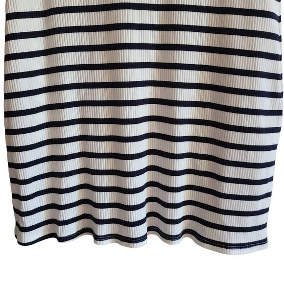 REFORMATION Charli Ribbed‎ Ceto Striped T Shirt Dress Black White Women's M - Picture 7 of 10